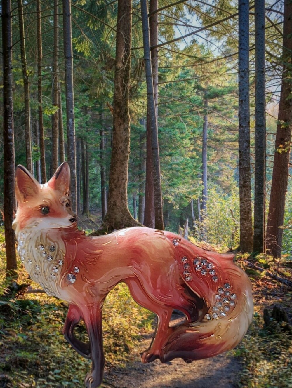 Enamel Fox Brooch
